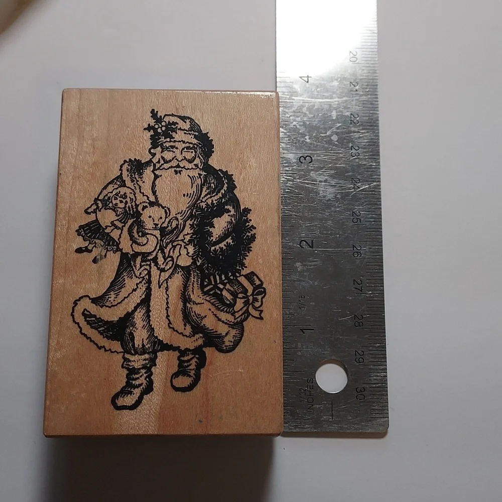 Rubber Stamps Christmas Theme Set Of 10 Holiday Wooden Stamps